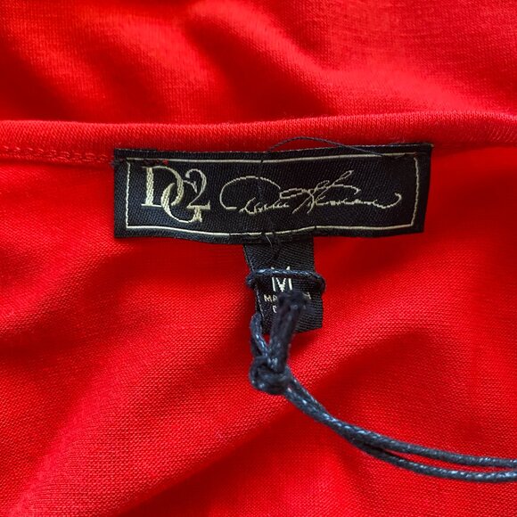 DG2 by Diane Gilman bright red long sleeve layered pullover v-neck blouse size M - Picture 6 of 9